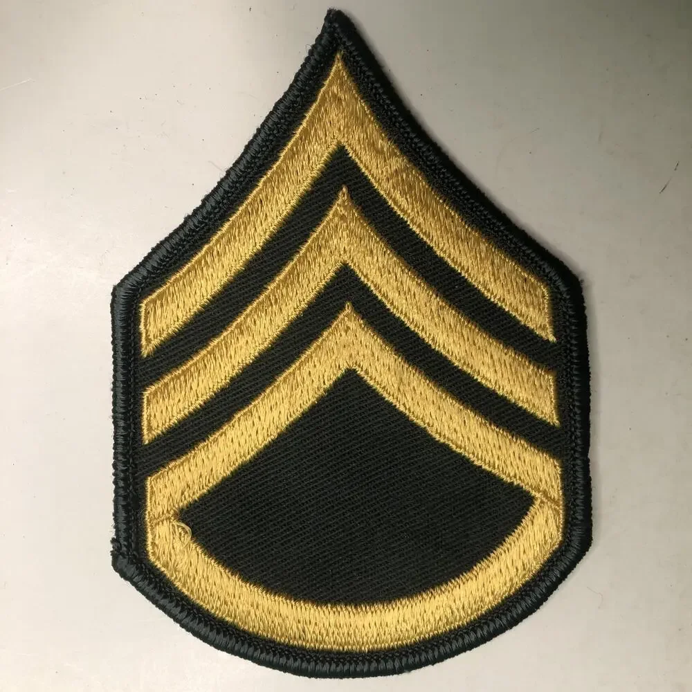 Vintage US Army Staff Sergeant E-6 Sew On Embroidered Patch 4.5x3